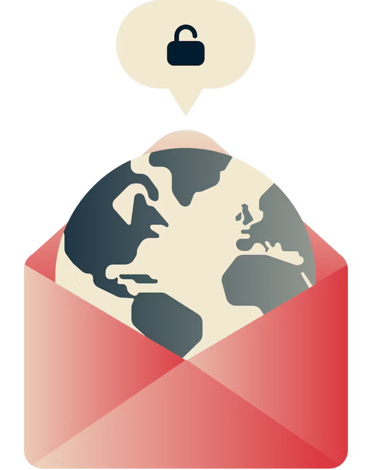 Gmailのブロックをどこでも解除。開いた南京錠のついた地球儀。
